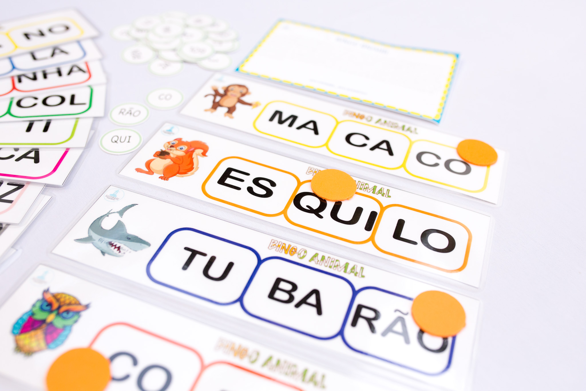 Bingo de Palavras Para Alfabetização Infantil Jogo Animais